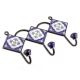 Navy Blue And White Ceramic Floral Tiles Hooks
